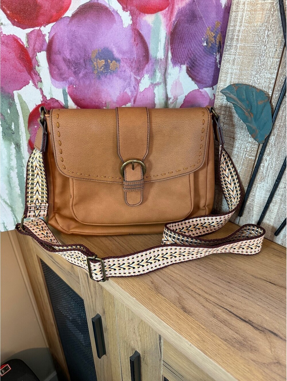 a.n.a. A New Approach Tan Crossbody Bag w/ Adjustable Strap